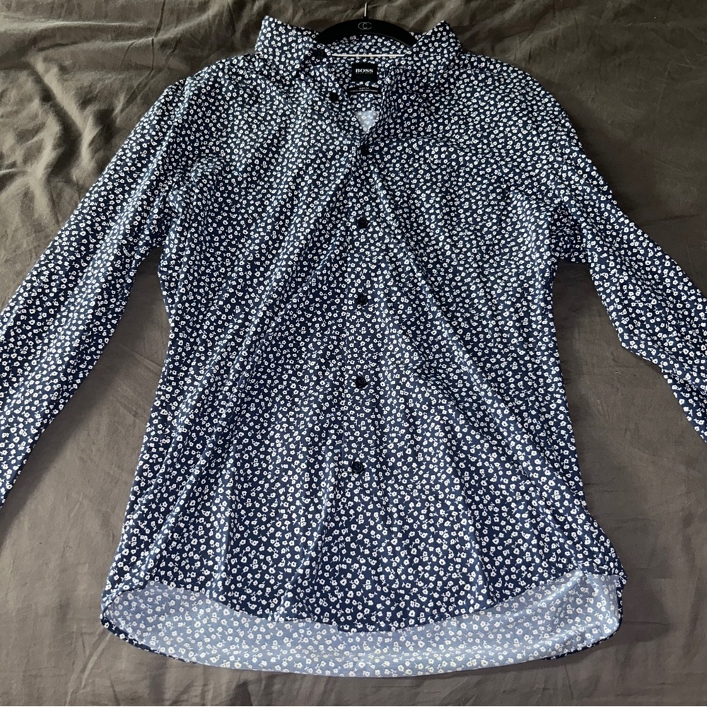 HUGO BOSS FLORAL BUTTON UP LONG SLEEVE